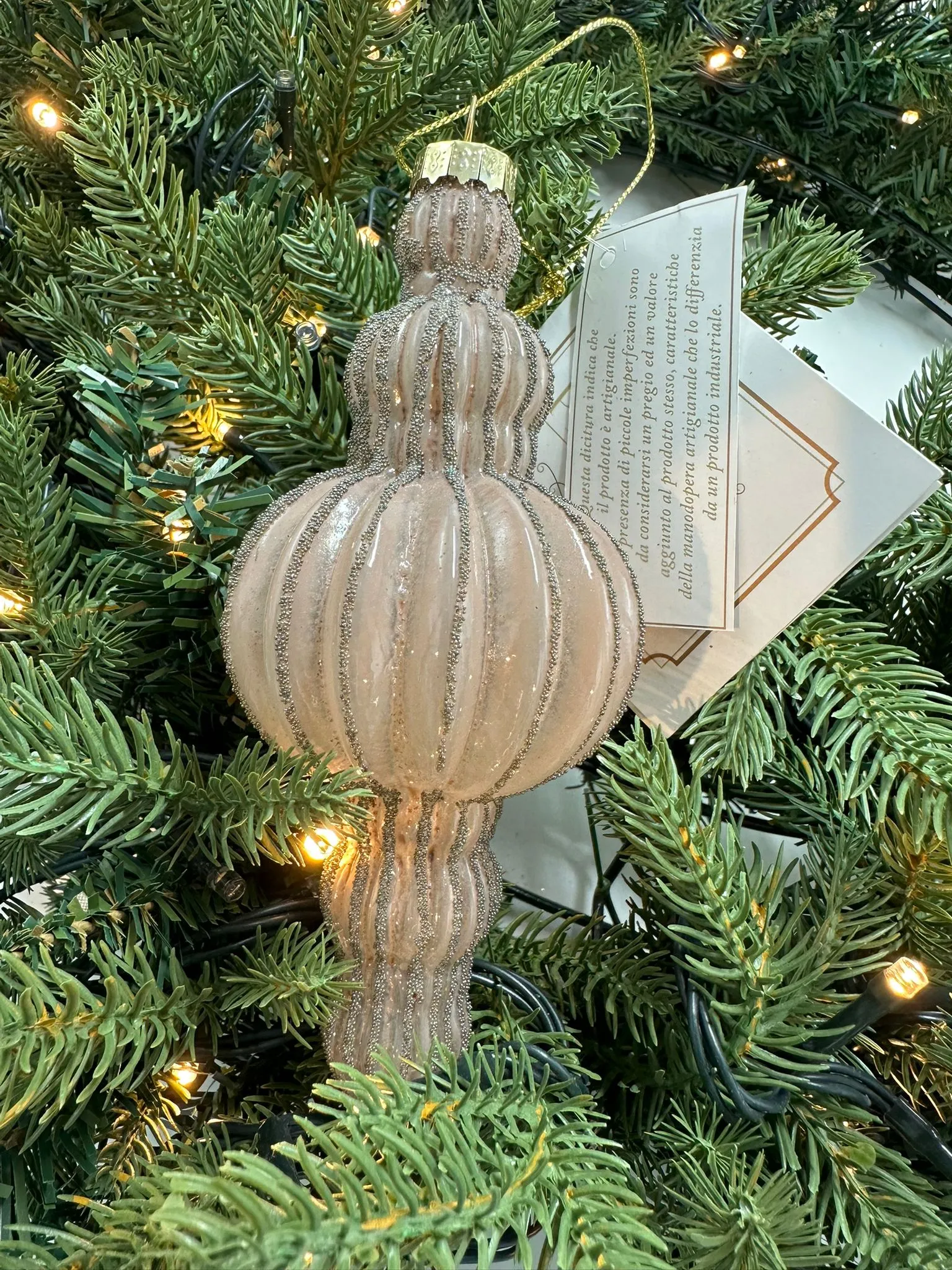 Pendente Albero di Natale Rosa con Glitter Oro 15cm 💖