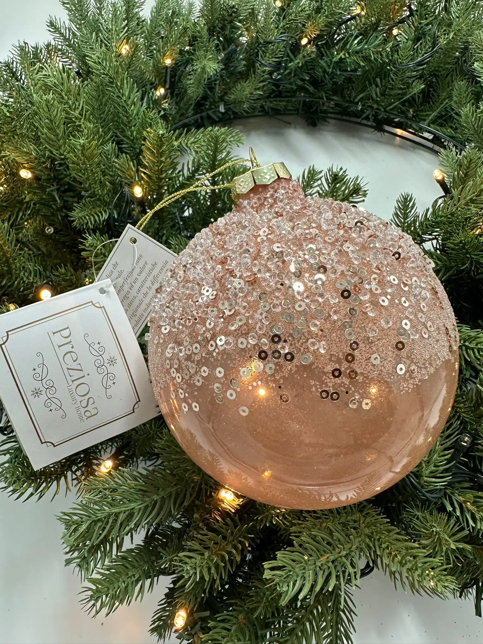 Pallina di Natale Rosa con Glitter e Paillettes ✨