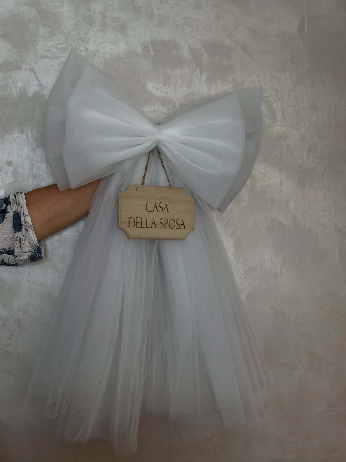 Fiocco Retroporta in Tulle con Targhetta Personalizzata