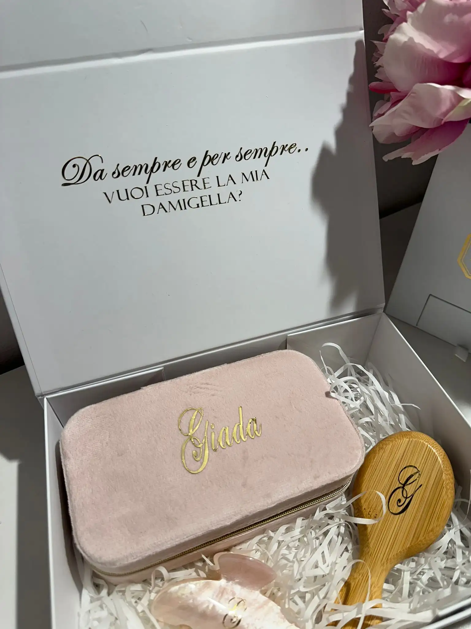 Box Regalo Damigella – Portagioie in Velluto Personalizzato