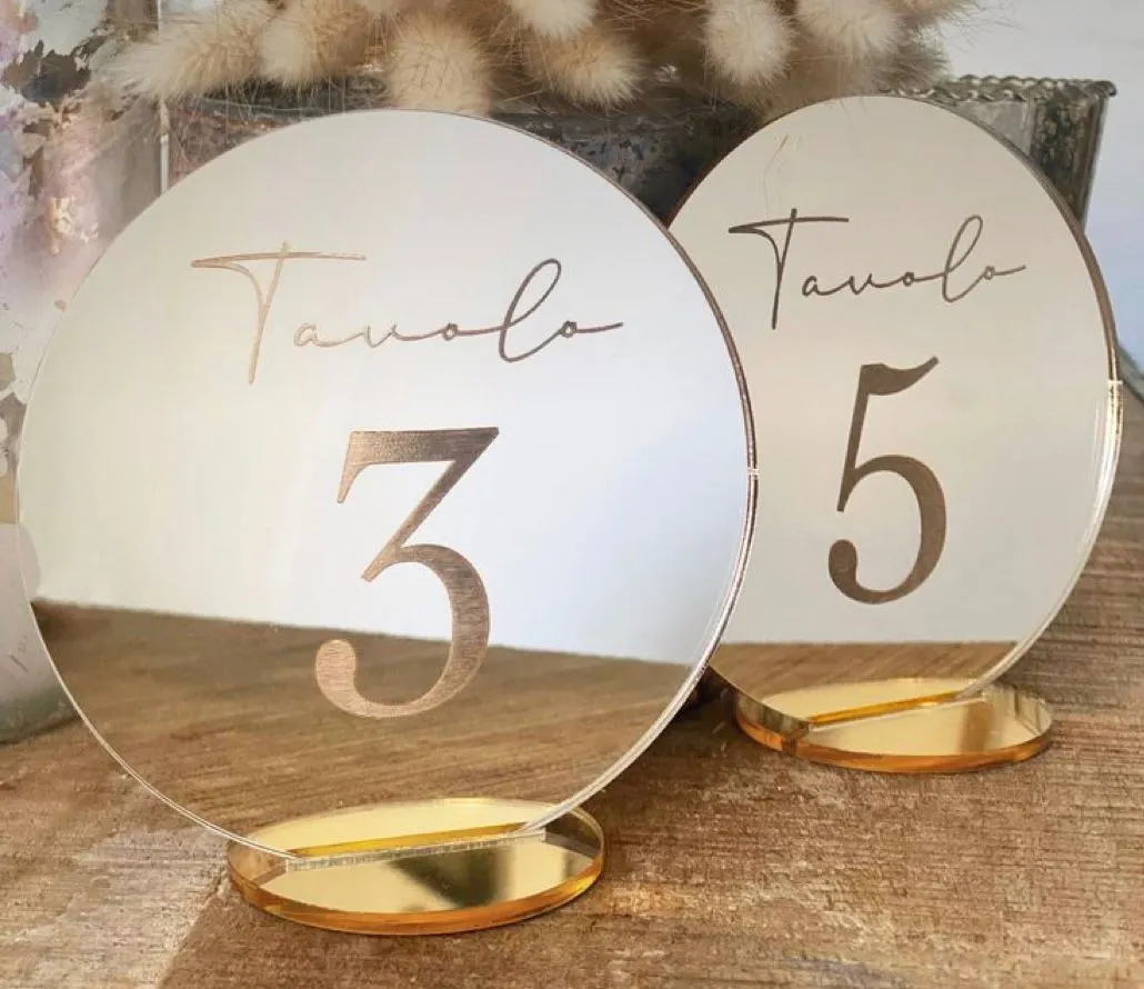 Segnatavolo in Plexiglass Specchiato – Personalizzato al Laser